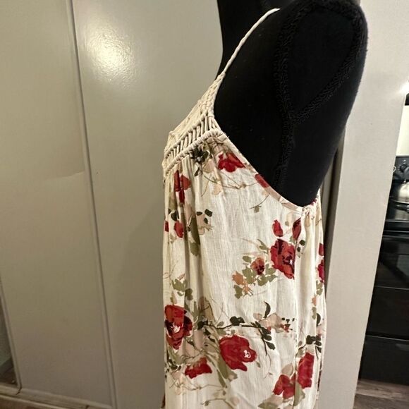 Volcom WOMEN'S SHELLO DRESS macramé top spaghetti straps ruffle hem floral boho - Picture 11 of 16